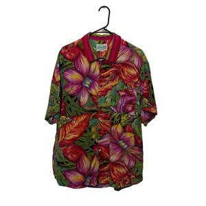 Vintage Jams World Hawaiian Shirt Mens XL Multicolor Floral Tropical Beach AOP